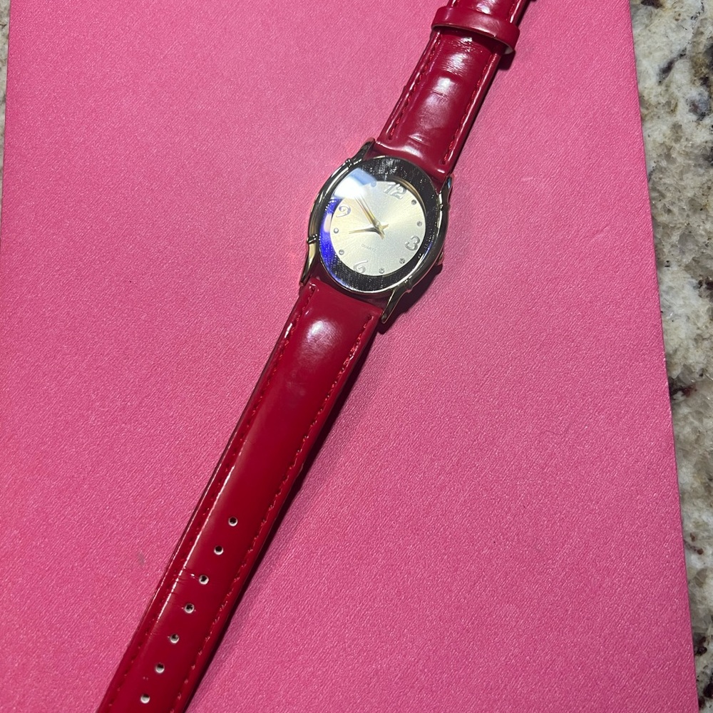 Red Leather Strap Watch